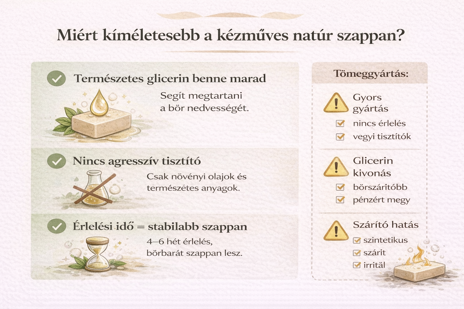 Kézműves natúr szappan előnyei a bolti szappannal szemben