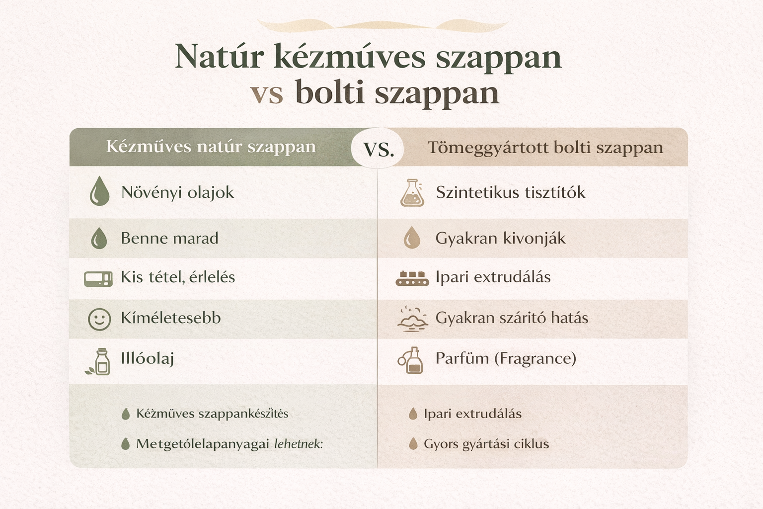 Natúr kézműves szappan és bolti szappan összehasonlítása